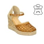 Bullboxer Skórzane czółenka w kolorze jasnobrązowym na koturnie rozmiar: 41 kolor brown.