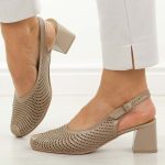 Cappucciono skórzane Polskie czółenka damskie Deoni D136 kolor cappucino.