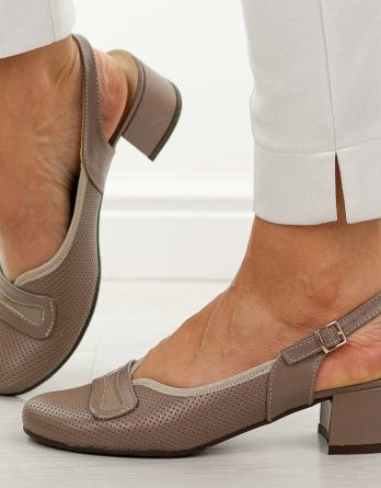 Cappucciono skórzane Polskie czółenka damskie Góral 2000 kolor cappucino.