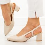 Cieliste czółenka damskie bez pięty Sergio Leone Sk472 kolor Cielisty.