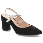 Czarne Czółenka Armodo Eleganckie Obuwie Damskie Ze Złotym Paseczkiem kolor czarny.