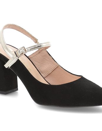 Czarne Czółenka Armodo Eleganckie Obuwie Damskie Ze Złotym Paseczkiem kolor czarny.