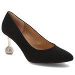 Czarne Czółenka Espirito Obuwie Damskie Na Eleganckim Obcasie kolor czarny.