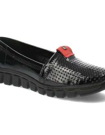 Czarne Modne Półbuty Pollonus Wsuwane Obuwie Damskie kolor czarny