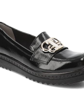 Czarne Półbuty Armodo Lakierowane Mokasyny Damskie kolor czarny