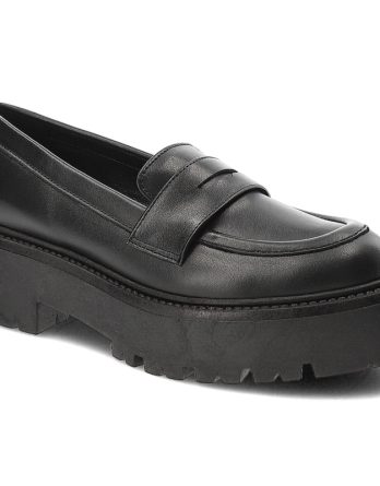 Czarne Półbuty Carinii Eleganckie Mokasyny Damskie kolor czarny