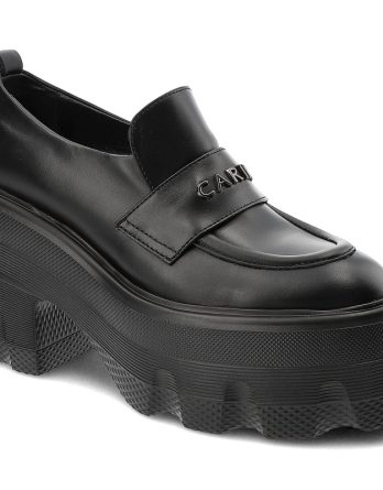 Czarne Półbuty Carinii Stylowe Obuwie Damskie kolor czarny