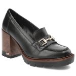 Czarne Półbuty CheBello Eleganckie Skórzane Buty Na Obcasie kolor czarny