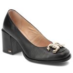 Czarne Półbuty Chebello Eleganckie Obuwie Damskie kolor czarny