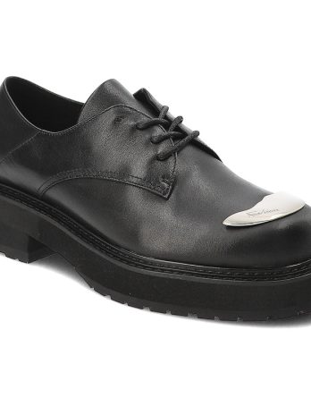 Czarne Półbuty Donna Fabiani Skórzane Obuwie Damskie Premium kolor czarny