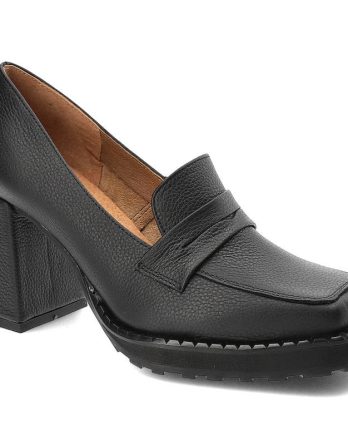 Czarne Półbuty Exquisite Eleganckie Skórzane Buty Damskie kolor czarny