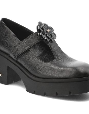 Czarne Półbuty Karino Buty Damskie Na Obcasie kolor czarny