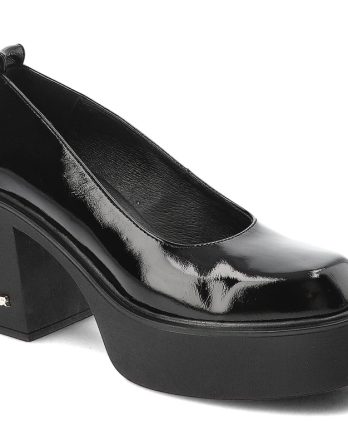 Czarne Półbuty Karino Eleganckie Lakierowane Obuwie Damskie kolor czarny