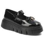 Czarne Półbuty Karino Eleganckie Obuwie Damskie Na Platformie kolor czarny