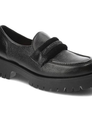 Czarne Półbuty Lemar Eleganckie Skórzane Buty kolor czarny