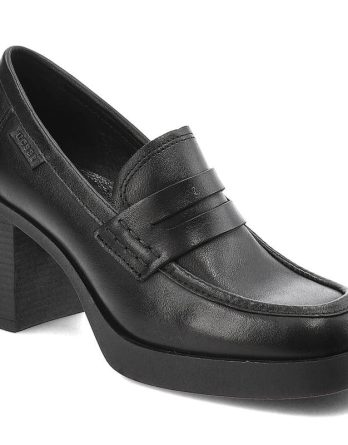 Czarne Półbuty Nessi Gustowne Buty Na Obcasie kolor czarny