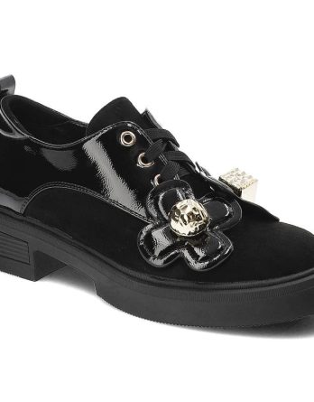 Czarne Półbuty S.Barski Damskie Eleganckie Obuwie kolor czarny