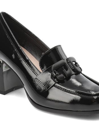 Czarne Półbuty S.Barski Eleganckie Lakierowane Obuwie Damskie kolor czarny