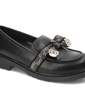 Czarne Półbuty S.Barski Stylowe Wsuwane Obuwie Damskie Z Kokardką kolor czarny