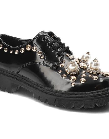 Czarne Półbuty Sca'Viola Damskie Stylowe Obuwie kolor czarny