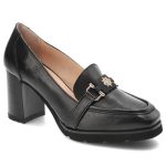 Czarne Półbuty Simen Skórzane Eleganckie Buty Na Obcasie kolor czarny