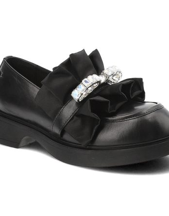 Czarne Półbuty Tuffoni Eleganckie Obuwie Damskie Premium kolor czarny