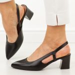 Czarne czółenka damskie bez pięty Sergio Leone Sk472 kolor Czarny.