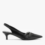 Czarne czółenka slingback z ozdobnymi paskami kolor Czarny.