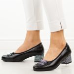 Czarne skórzane czółenka damskie Potocki 19409 kolor Czarny.