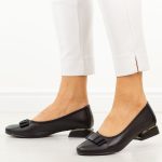 Czarne skórzane czółenka damskie na obcasie M.Daszyński Ol37-2 kolor Czarny.