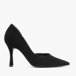 Czarne welurowe czółenka na obcasie flare kolor Czarny.