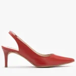 Czerwone czółenka typu slingback na szpilce kolor Czerwony.