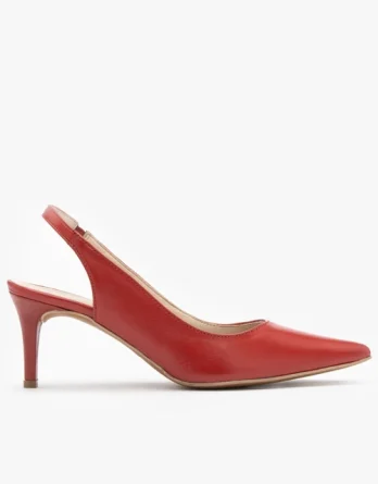 Czerwone czółenka typu slingback na szpilce kolor Czerwony.