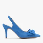 Czółenka z ozdobnym detalem w postaci kokardki kolor Niebieski.