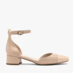 Dwuczęściowe czółenka damskie z lakierowanym noskiem kolor Beżowy.