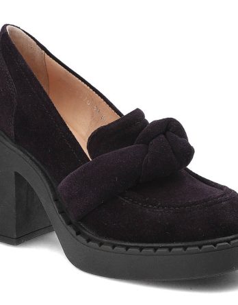 Fioletowe Półbuty Simen Skórzane Eleganckie Buty Na Obcasie kolor fioletowy