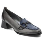 Granatowe Półbuty Armodo Skórzane Eleganckie Buty Na Obcasie kolor granatowy