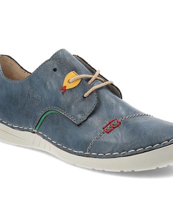 Granatowe Półbuty Rieker Stylowe Płaskie Obuwie kolor granatowy