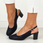 Granatowe Polskie czółenka damskie Gregors 855 kolor Granatowy.