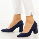 Granatowe czółenka damskie na słupku Sergio Leone Pb414 kolor Granatowy.