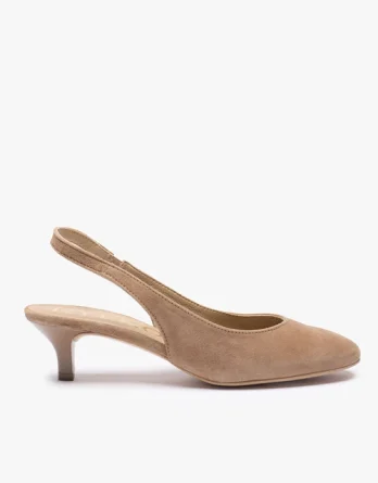 Jasnobrązowe czółenka slingback bez pięty kolor Brązowy.