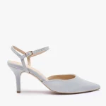 Jasnoniebieskie czółenka ze skóry welurowej kolor Niebieski.