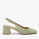 Jasnozielone czółenka bez piety slingback kolor Zielony.