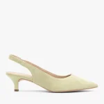 Jasnozielone czółenka slingback ze skóry welurowej kolor Zielony.