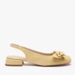Jasnożółte czółenka slingback bez pięty z kokardką kolor Żółty.