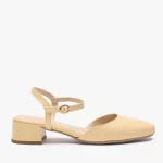 Jasnożółte czółenka slingback na niskim słupku kolor Żółty.