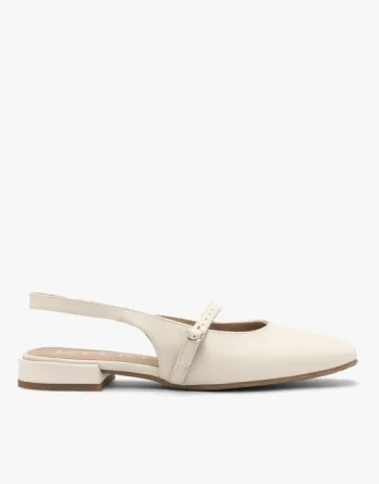 Kremowe czółenka slingback kolor Beżowy.