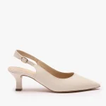 Kremowe czółenka slingback bez pięty kolor Beżowy.