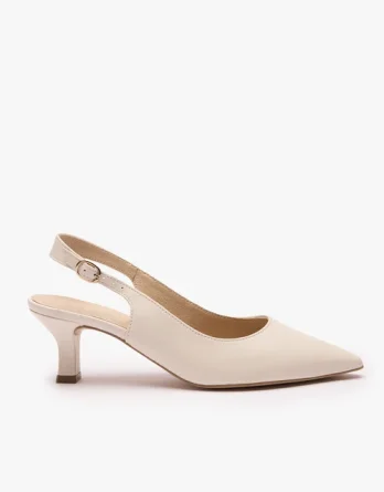 Kremowe czółenka slingback bez pięty kolor Beżowy.