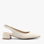 Kremowe czółenka slingback bez pięty kolor Beżowy.